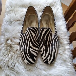 Authentic Jimmy Choo Zebra Print Leopard Flats Size 39 1/2 VGUC
